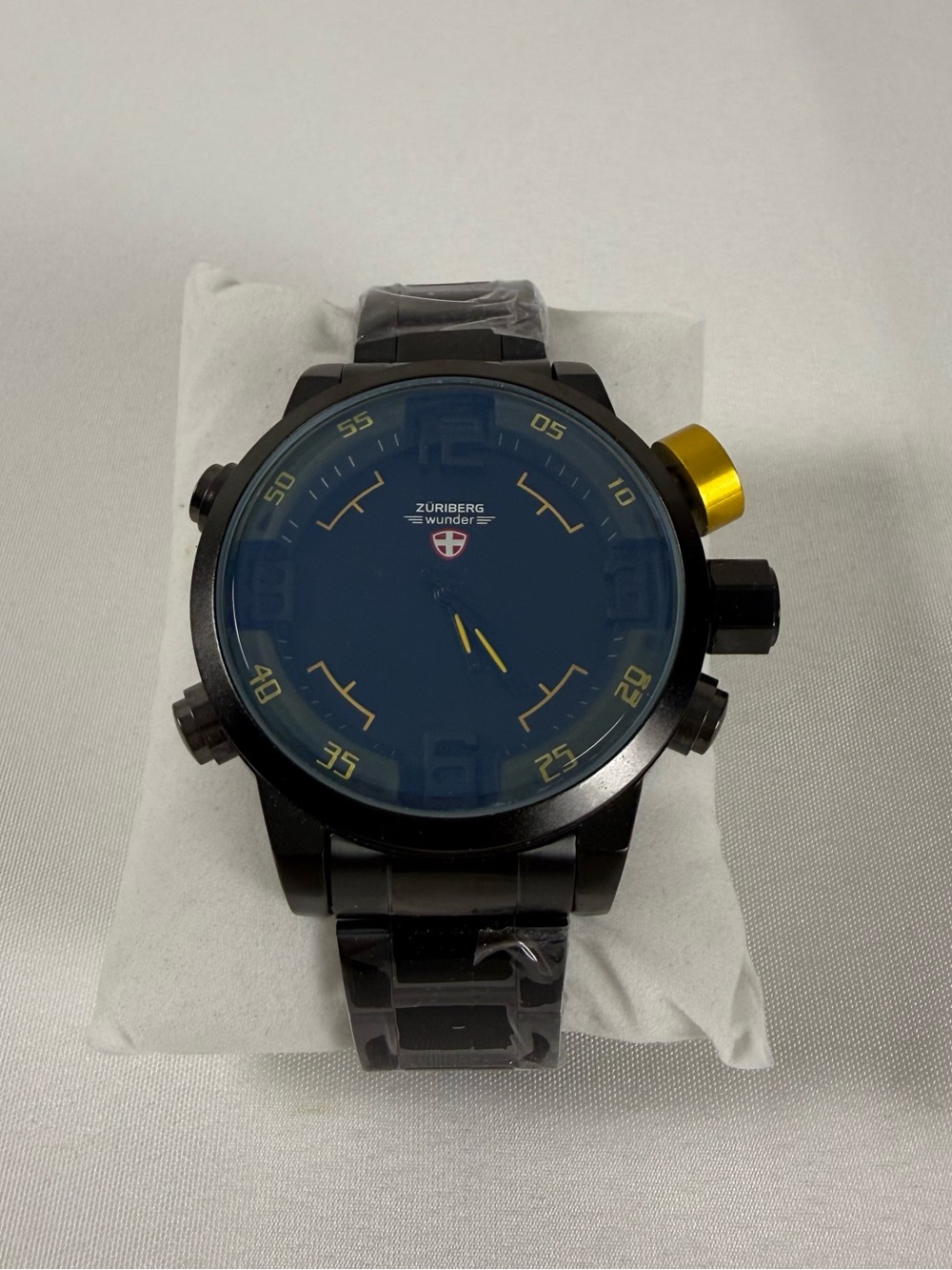 Men’s Oversized Watch Blue Gold Black With Box